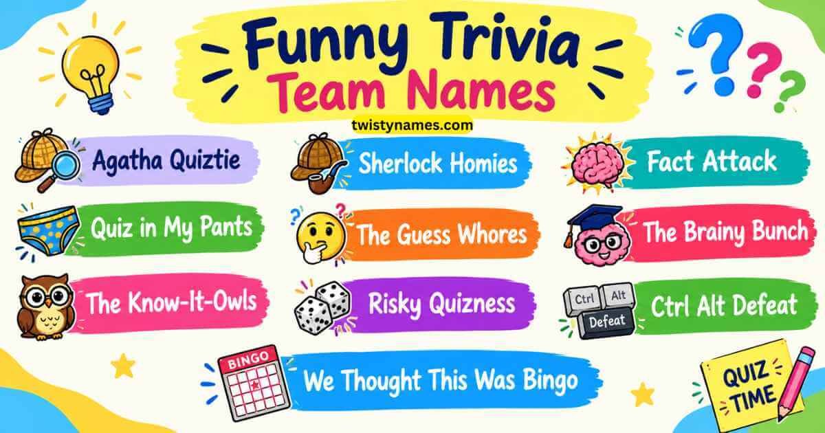 Funny Trivia Team Names: 155+ Clever, Punny & Hilarious Ideas